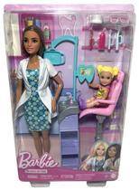 Conjunto Boneca Menina Barbie Morena Profissões Quero Ser Dentista E Acessórios Mattel Brinquedos