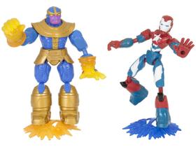 Conjunto Bonecos Articulados Flexíveis - Bend And Flex - Os Vingadores Avengers - Marvel - Hasbro : Iron Patriota De Ferro + Thanos