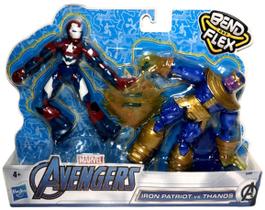 Conjunto Bonecos Articulados Flexíveis - Bend And Flex - Os Vingadores Avengers - Marvel - Hasbro : Iron Patriota De Ferro + Thanos