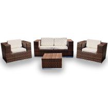 Conjunto Bora Bora - 1 Sofá 2 Lugares + 2 Poltronas + 1 Mesa de Centro - Chiloé