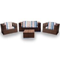 Conjunto Bora Bora - 1 Sofá 2 Lugares + 2 Poltronas + 1 Mesa de Centro - Gipóia