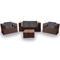 Conjunto Bora Bora - 1 Sofá 2 Lugares + 2 Poltronas + 1 Mesa de Centro - Santorini