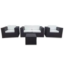 Conjunto Bora Bora Escuro - 1 Sofá 2 Lugares + 2 Poltronas + 1 Mesa de Centro - Duna Cru