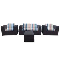 Conjunto Bora Bora Escuro - 1 Sofá 2 Lugares + 2 Poltronas + 1 Mesa de Centro - Gipóia