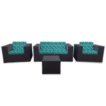 Conjunto Bora Bora Escuro - 1 Sofá 2 Lugares + 2 Poltronas + 1 Mesa de Centro - Maiorca
