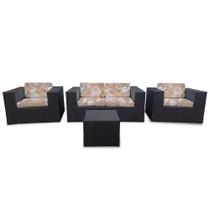 Conjunto Bora Bora Escuro - 1 Sofá 2 Lugares + 2 Poltronas + 1 Mesa de Centro - Taiti