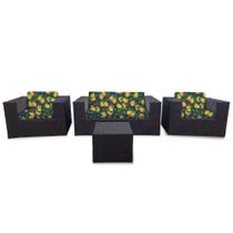 Conjunto Bora Bora Escuro - 1 Sofá 2 Lugares + 2 Poltronas + 1 Mesa de Centro - Zamzibar