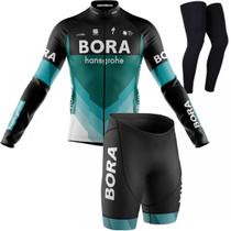 Conjunto Bora Ciclismo Camisa Manga Longa Bermuda Gel Pernito Uv Mtb