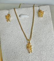 Conjunto Borboleta - Banho de Ouro 02 Milésimos com Verniz Protetivo para Bijuterias