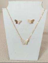 Conjunto borboleta (colar e brinco)