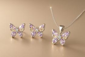 Conjunto borboleta em prata 925 legitima Ice Cutting candy color