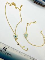 Conjunto Borboleta Olho Grego - Banho de Ouro 18K - 1 Unidade Conjunto Borboleta Olho Grego - Banho de Ouro 18K - 1 Unidade