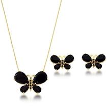Conjunto borboletas com pedras pretas