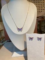 Conjunto borboletas em zirconias coloridas
