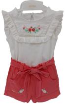 Conjunto Bordado Bata + Shorts Menina Paraiso Verão Rf 14074