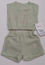 Conjunto Bordado Menina Blusa + Shorts Verão Paraiso 16475 Conjunto Bordado Menina Blusa + Shorts Verão Paraiso 16475