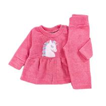 Conjunto Bouclê Menina Blusa Blusão + Legging Inverno Bebê - M Conjunto Bouclê Menina Blusa Blusão + Legging Inverno Bebê - M