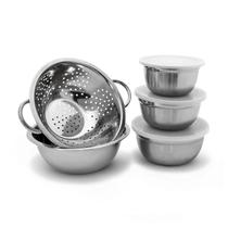 Conjunto bowl escorredor e 3 potes inox - Dolce Home