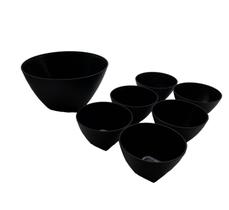 Conjunto Bowls Sobremesa Tigela Saladeira Pote 7 Peças Preto