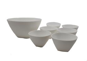 Conjunto Bowls Sobremesa Tigela Saladeira Pote 7Peças Branco - Dehaus
