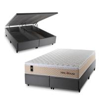 Conjunto Box Baú Alford Bege 158x198x73 c/ Molas Ensacadas Conjunto Box Baú Alford Bege 158x198x73 c/ Molas Ensacadas