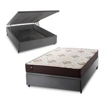 Conjunto Box Baú Allura Marrom 138x188x65 c/ Molas Ensacadas