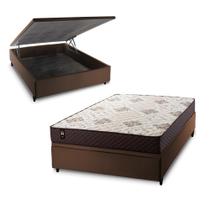 Conjunto Box Baú Allura Marrom 138x188x65 c/ Molas Ensacadas