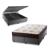 Conjunto Box Baú Allura Marrom 158x198x65 c/ Molas Ensacadas