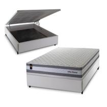 Conjunto Box Baú Alpine Cinza 138x188x72 c/ Molas Ensacadas