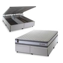 Conjunto Box Baú Alpine Cinza 158x198x72 c/ Molas Ensacadas