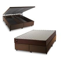 Conjunto Box Baú Atlanta Marrom 193x203x69 Espuma D45 Conjunto Box Baú Atlanta Marrom 193x203x69 Espuma D45