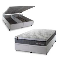 Conjunto Box Baú Benton Cinza 158x198x78 c/ Molas Ensacadas