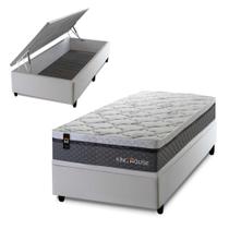 Conjunto Box Baú Benton Cinza 88x188x78 c/ Molas Ensacadas