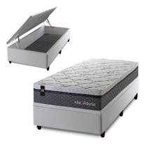 Conjunto Box Baú Benton Cinza 96x203x78 c/ Molas Ensacadas