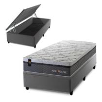 Conjunto Box Baú Benton Cinza 96x203x78 c/ Molas Ensacadas Conjunto Box Baú Benton Cinza 96x203x78 c/ Molas Ensacadas