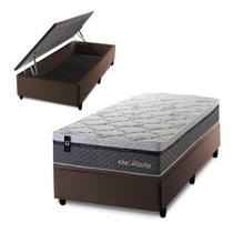 Conjunto Box Baú Benton Cinza 96x203x78 c/ Molas Ensacadas Conjunto Box Baú Benton Cinza 96x203x78 c/ Molas Ensacadas