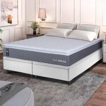 Conjunto Box Baú Branco Argel Cinza Espuma D33 Queen 158x198x74 - King House