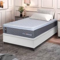 Conjunto Box Baú Branco Argel Cinza Espuma D33 Solteiro 88x188x74 - King House Conjunto Box Baú Branco Argel Cinza Espuma D33 Solteiro 88x188x74 - King House