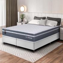 Conjunto Box Baú Branco Cairo Cinza Molas Ensacadas Queen 158x198x71 - King House