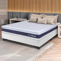 Conjunto Box Baú Branco Durban Azul Espuma D28 Casal 138x188x64 - King House