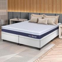 Conjunto Box Baú Branco Durban Azul Espuma D28 Queen 158x198x64 - King House