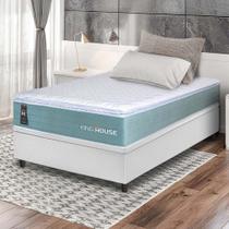 Conjunto Box Baú Branco Lagos Verde Molas Ensacadas Solteiro 88x188x73 - King House