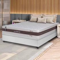 Conjunto Box Baú Branco Mali Bege Molas Ensacadas Casal 138x188x77 - King House Conjunto Box Baú Branco Mali Bege Molas Ensacadas Casal 138x188x77 - King House