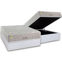 Conjunto Box Baú Casal: Colchão Espuma Anjos Molas Ensacadas MasterPocket King Best New + Base CRC Courano White(138x188)