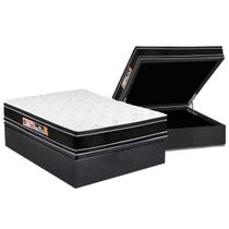 Conjunto Box Baú Casal: Colchão Espuma Castor D33 Black e White Air Double Face Euro Pillow + Base CRC Suede Gray(138x188)