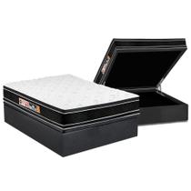 Conjunto Box Baú Casal: Colchão Espuma Castor D33 Black e White Air Double Face Euro Pillow + Base CRC Suede Gray(138x188)