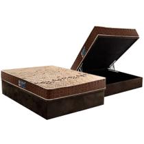 Conjunto Box Baú Casal: Colchão Espuma D Angelis Anjos D28 Confort + Base CRC Suede Brown (138x188)