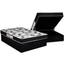 Conjunto Box Baú Casal: Colchão Espuma Luckspuma D33 Supreme Pró Saúde Black + Base CRC Suede Black (138x188)