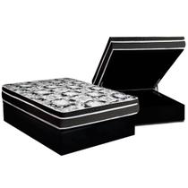 Conjunto Box Baú Casal: Colchão Espuma Luckspuma D45 Gran Luck + Base CRC Suede Black(138x188)