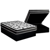Conjunto Box Baú Casal: Colchão Espuma Luckspuma D45 Gran Luck + Base CRC Suede Black(138x188)